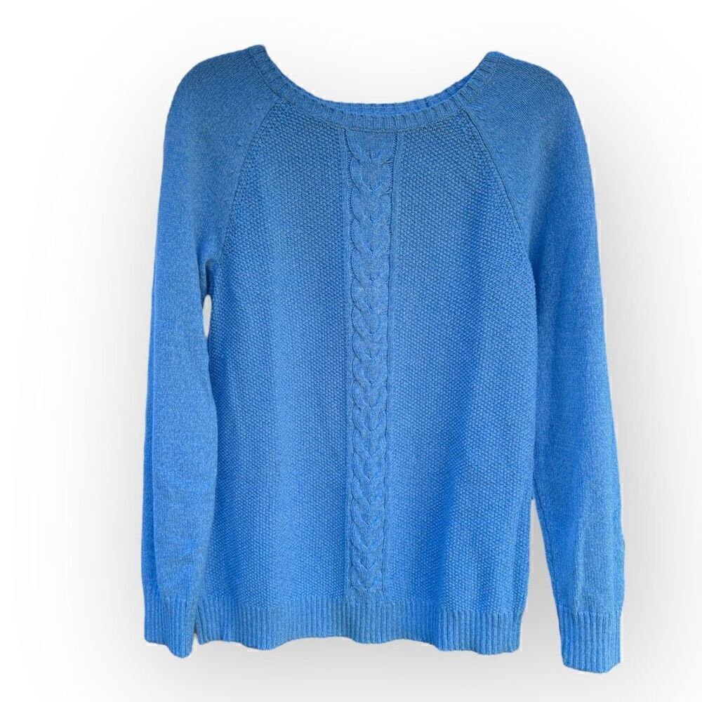 Karen Scott  crew neck long sleeve blue sweater size small cotton/acrylic blend